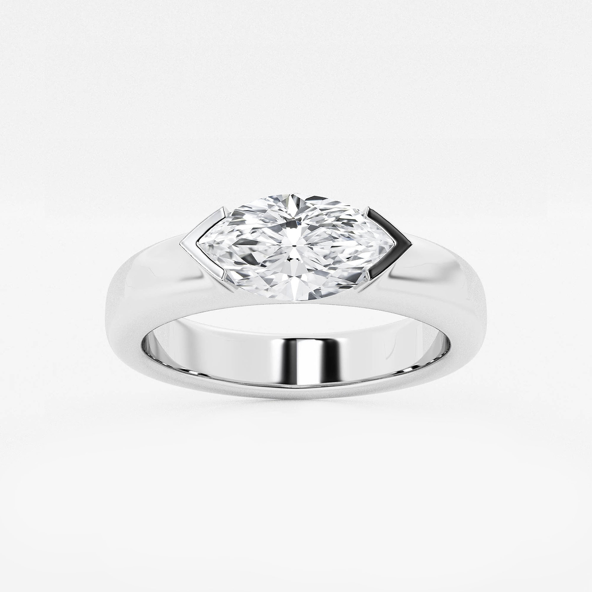 näas 1 ctw Marquise Lab Grown Diamond Half Bezel Stackable Ring